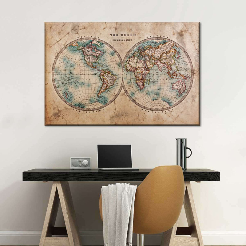 Hemisphere Map Canvas Print, 30" H x 45" W x 1.25" D