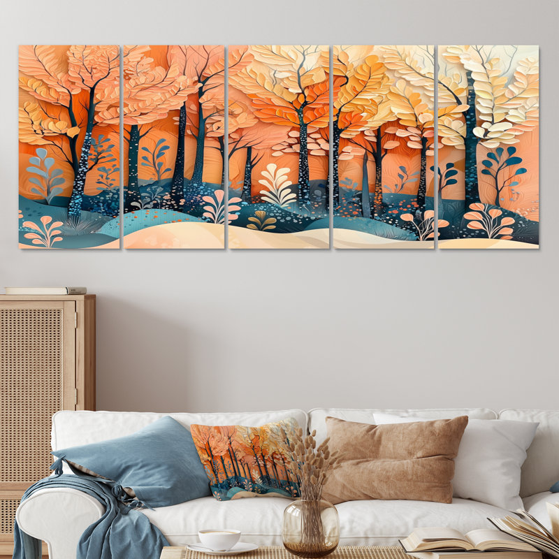 4 saisons forêt arbres Drem Fragments IV - art de saisons - ensemble de décoration murale traditionnelle, H 32 po x l 80 po