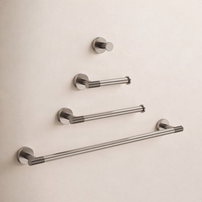 Knurled 4-Piece Stainless Steel Bath Hardware Set