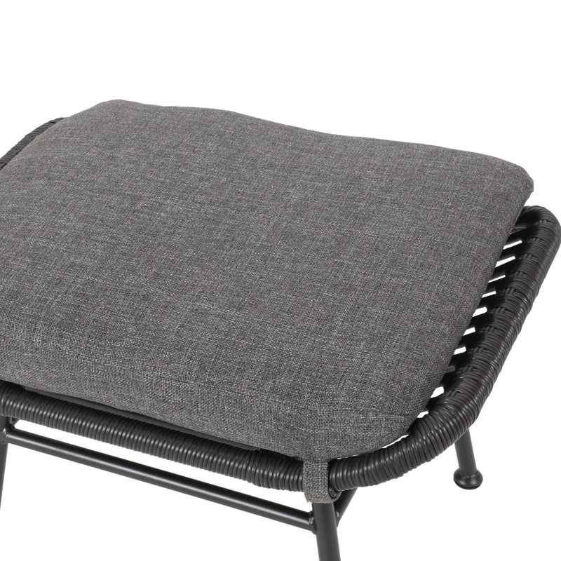 Roma Upholstered Accent Chair with Ottoman, Dark Gray, Gray