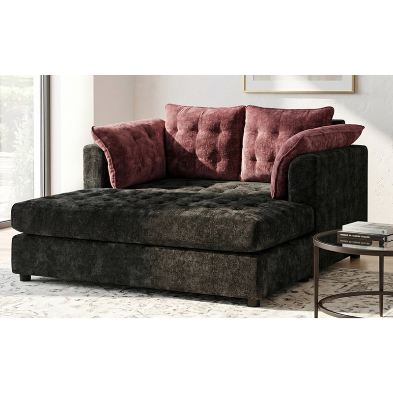 Canapé de chaise longue moderne à 2 places 54,7 po avec accoudoirs moelleux pour salon et appartement