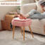 Tabouret de coiffeuse rembourré en polaire Teddy avec rangement et dossier pliant-932446980