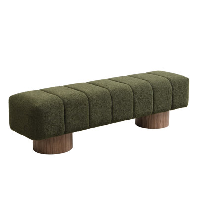 Boucle Upholstered Bench ,No-Assembly