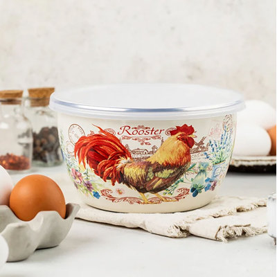 Irra Vintage Enamel Bowl With Plastic Lid – 16 Cm (6.3 In), 1.7 L (1.8 Qt)