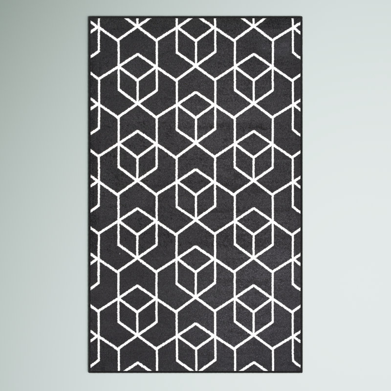 Tapis noir / blanc Mashawna, Rectangulaire 3 pi x 5 pi