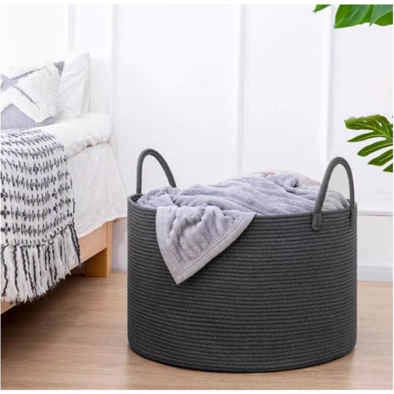 Fabric Laundry Hamper with Handles, Black