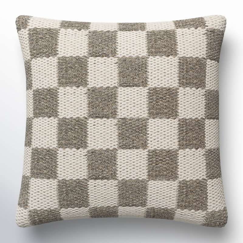 Kimbell Checkered Wool Blend Throw Pillow, Polyester/Polyfill, 20" x 20"