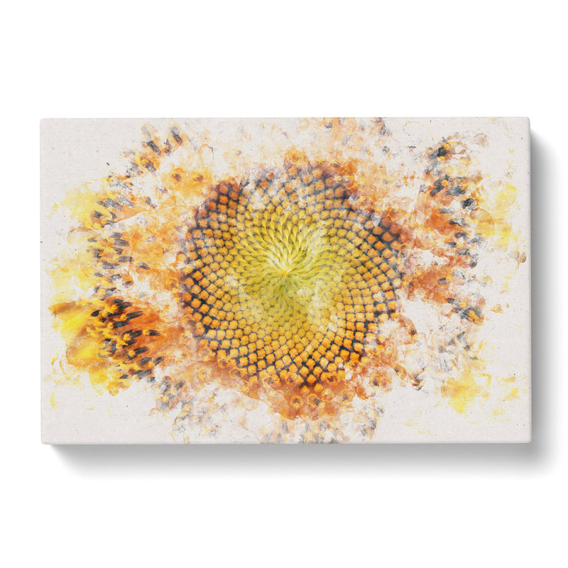 The Eye of a Yellow Sunflower - Wrapped Canvas Graphic Art Print, 40cm H x 60cm W x 3cm D