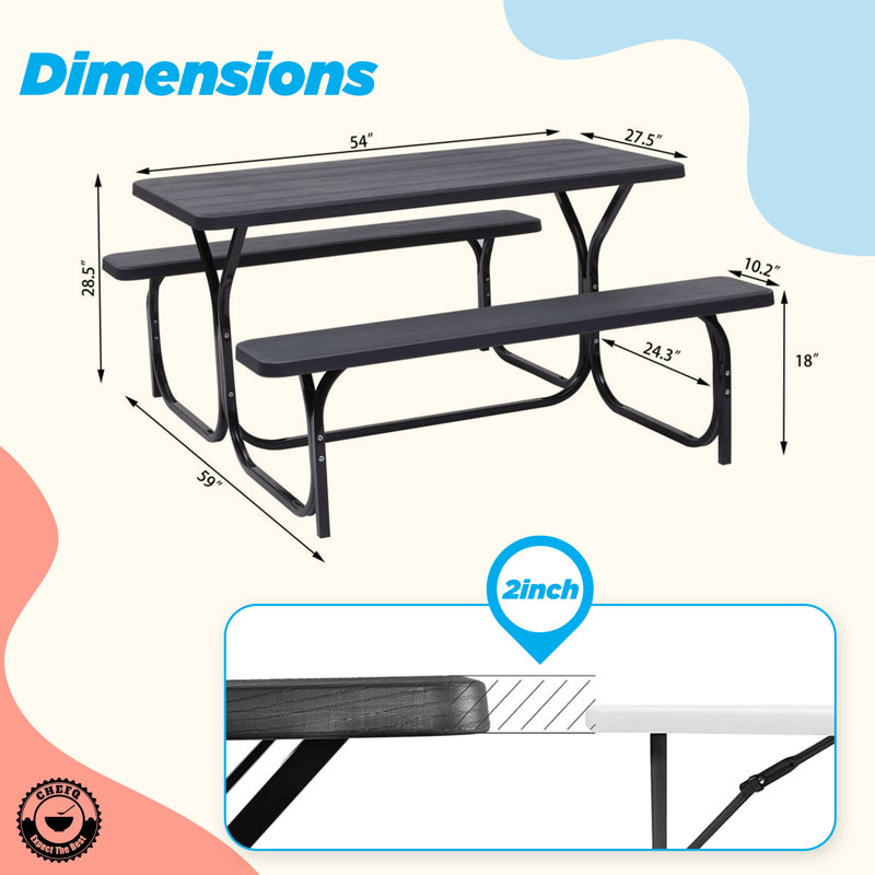 Ensemble de table de pique-nique 59 po Eugenides