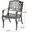 Ensemble de salle à manger de patio en métal pour six personnes avec table rectangulaire avec structure en fonte d'aluminium résistante à la rouille et design élégant en treillis floral.