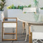 Ensemble repas pour 4 personnes avec chaises pliantes en bois et table en verre tressé