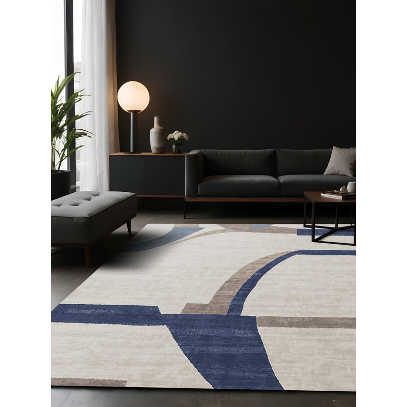 Tapis gris soyeux et moelleux, Carré 7 pi