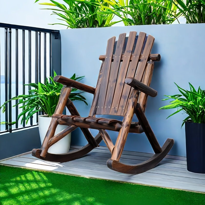 Solid Wood Rocking Chair, Dark Brown