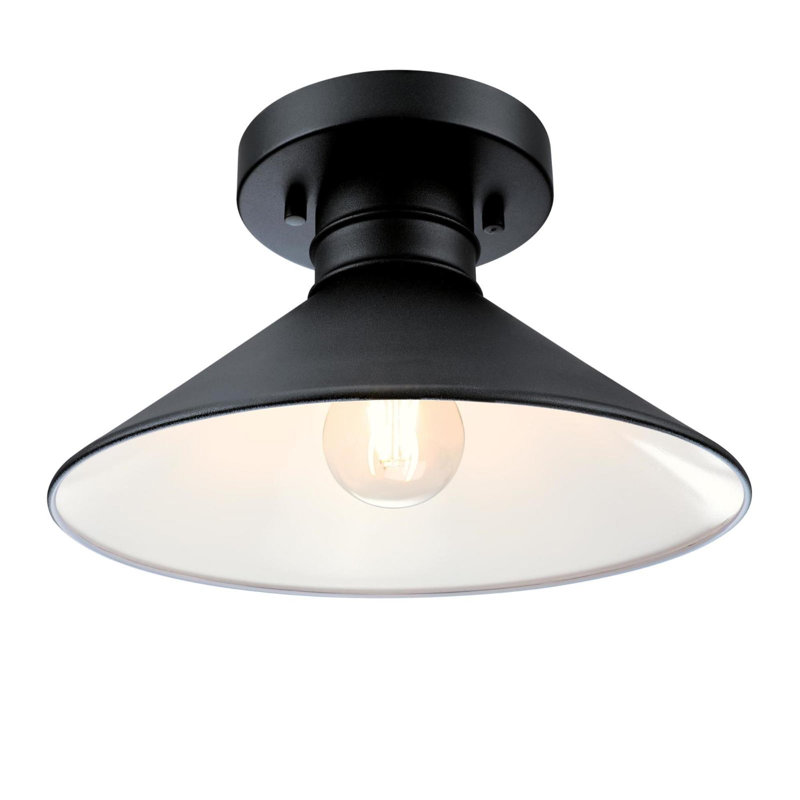 Rustic Textured Black 11'' LED Outdoor Glass Ceiling Light