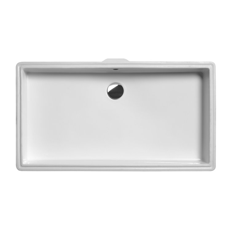WS Bath Collections 17.95'' White Ceramic Rectangular Bathroom Sink with Overflow