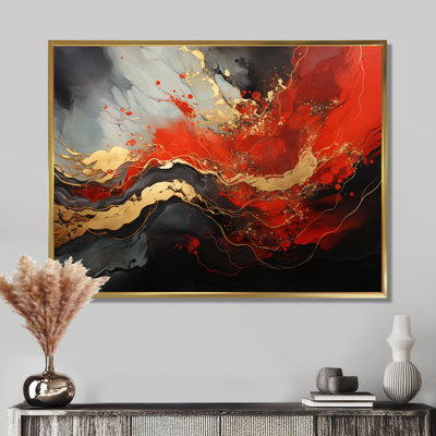 Red and gold marble fire I - Abstract Painting Canvas Art