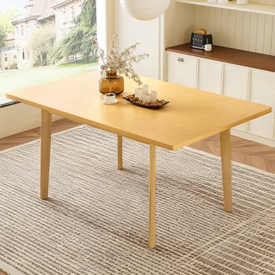 Table de salle à manger rustique 60 "- structure en bois massif, table de salle à manger moderne minimaliste pour cuisine, salle à manger, salon, naturel