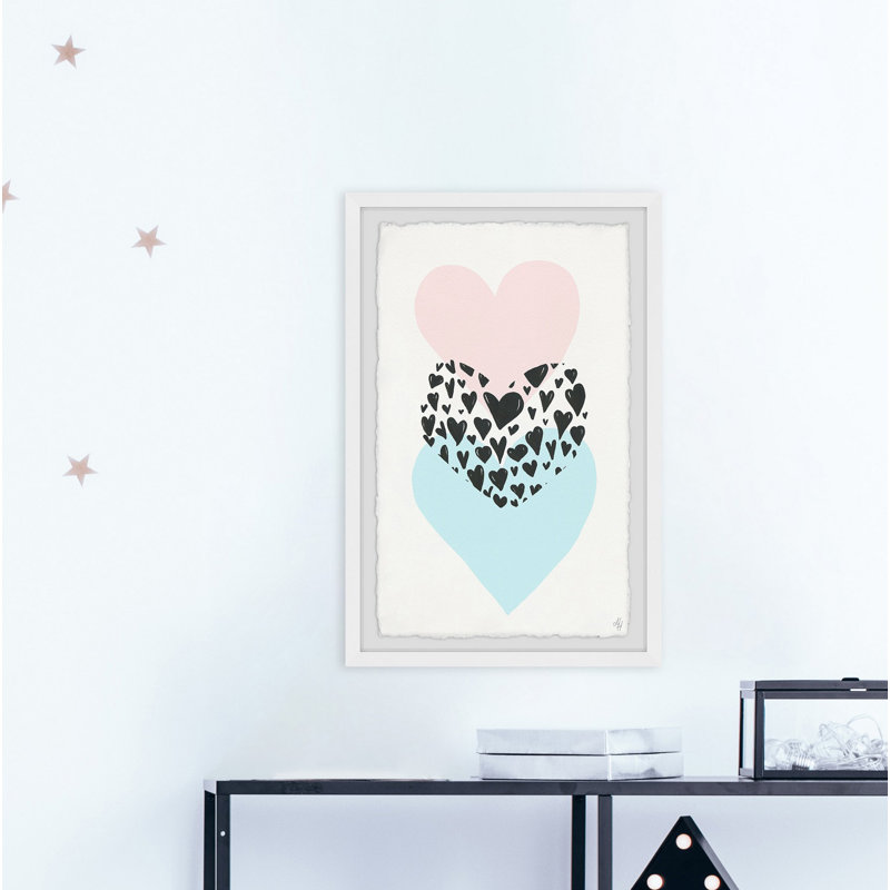 «Acklin Crackling Triple Hearts», reproduction encadrée, H 12 po x l 8 po