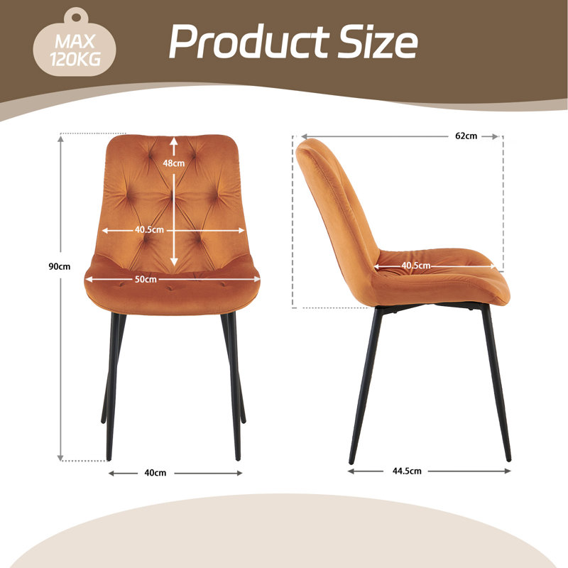 Velvet Upholstered Dining Chair, Orange