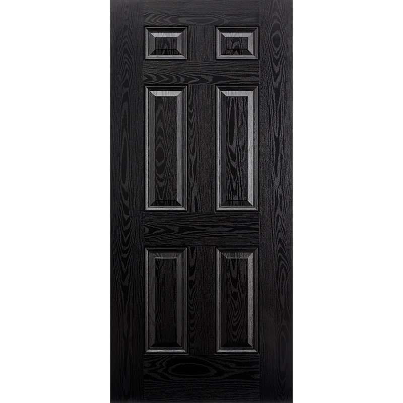 GRP Colonial Black External Door, Black, 1981mm H x 838mm W x 44mm D