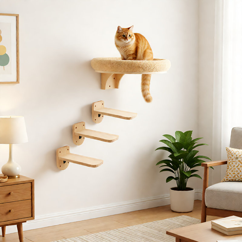 Lit mural pour chat avec 3 marches
