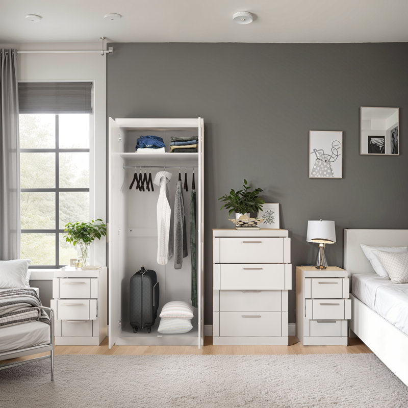 Kimberley 4 Piece Compact Bedroom Storage Set, White