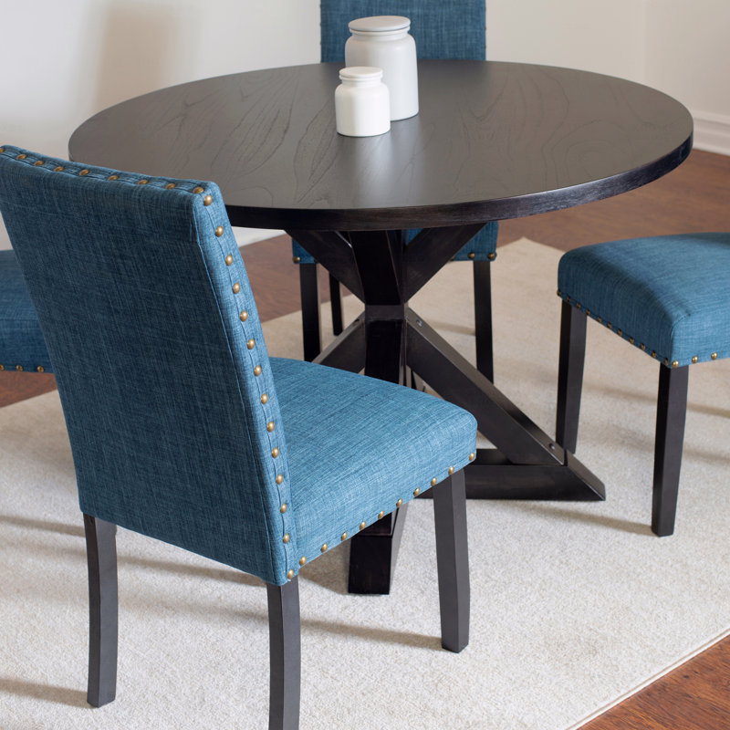 Ensemble de salle à manger 5 pièces Mytzi: table croisée et 4 chaises élégantes, Marine