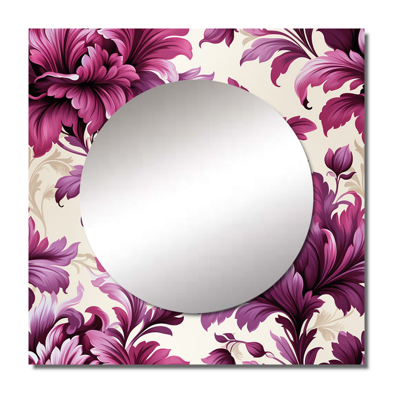 Regency Damask Grandeur Victorian Motif II - Art mural miroir carré floral pour salle de bain, 23 po x 23 po