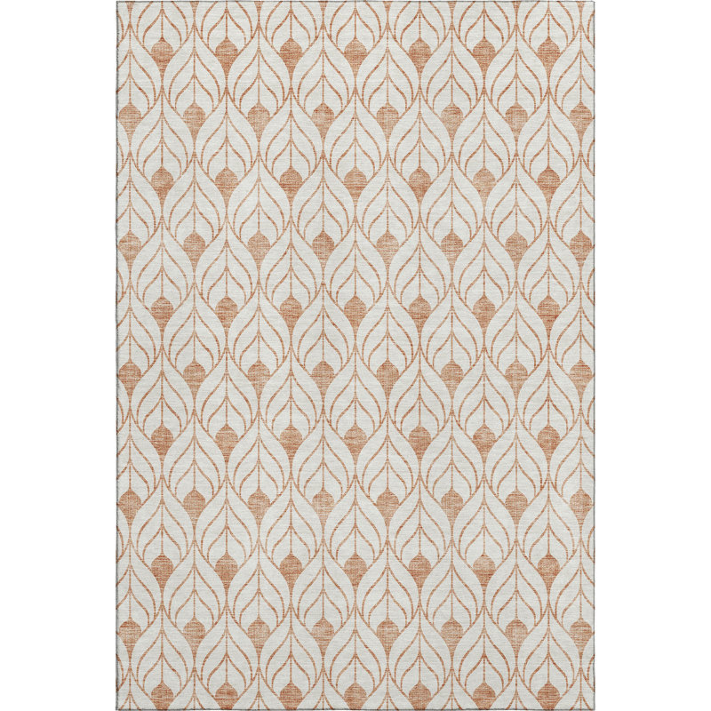 Premium Machine Washable Prisco Salmon Rug, Rectangle 9' x 12'