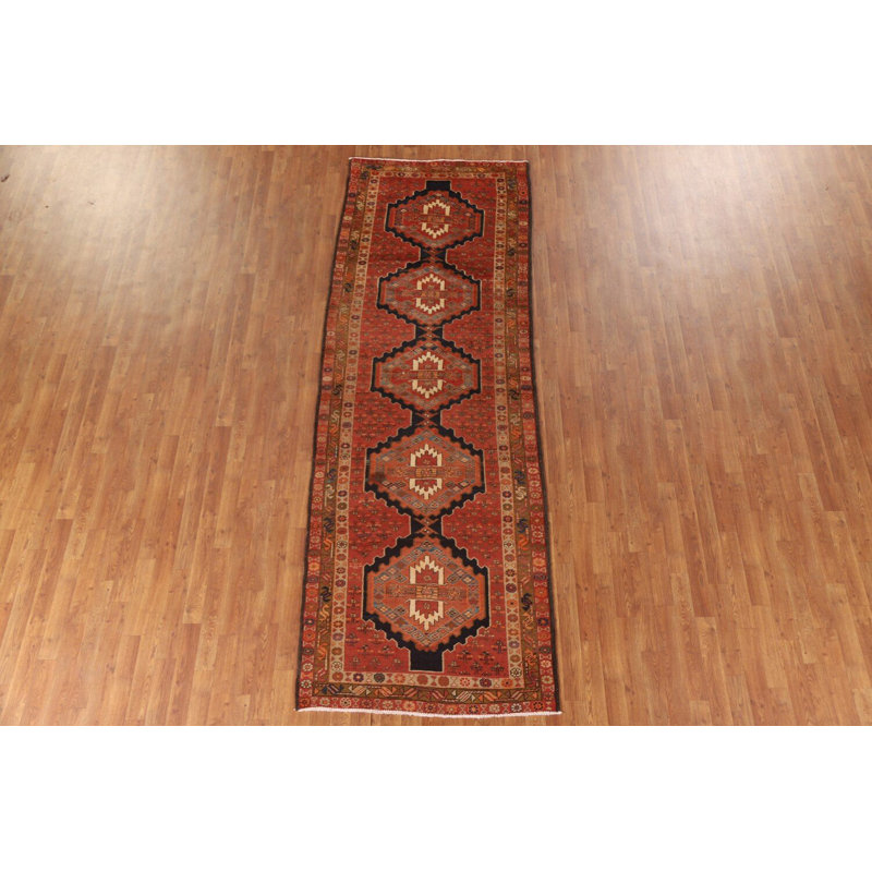 Tapis de couloir géométrique traditionnel en laine 4 x 11