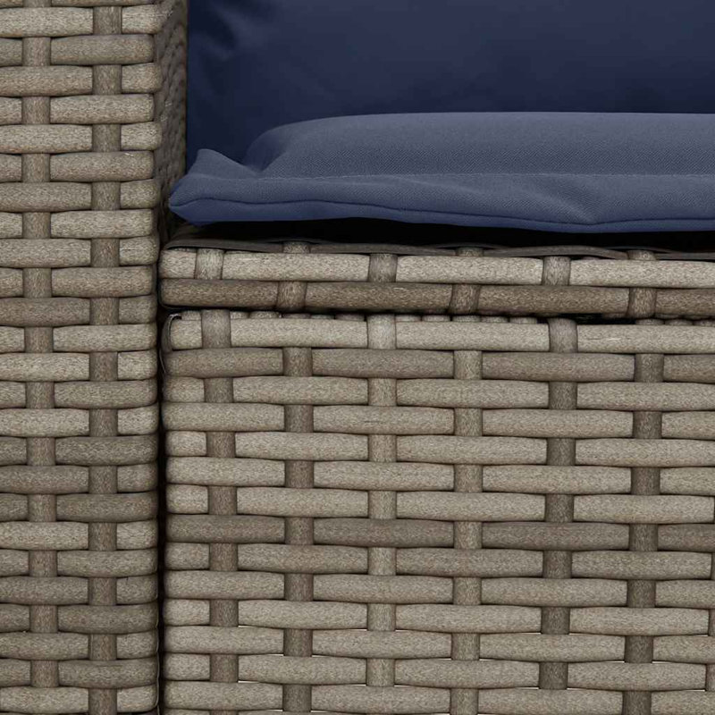 Patio Sofa 5-Seater With Cushions Poly Rattan, Navy Blue/Gray
