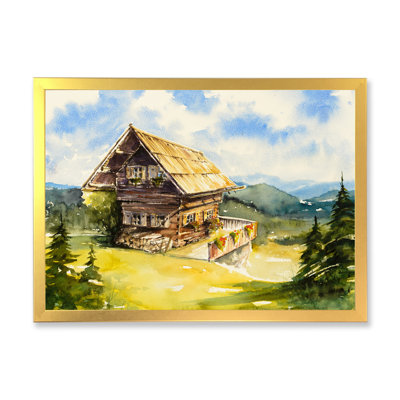 «Peaceful Landscape with Old Cottage pendant l'été», reproduction sur toile