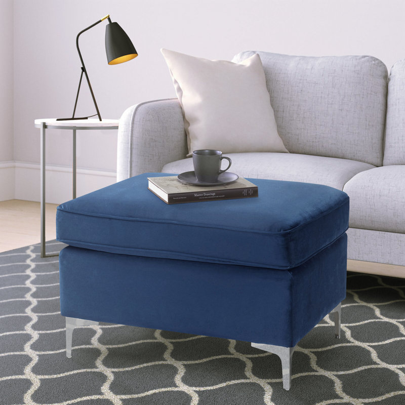 Ottawa Rectangle Ottoman, Blue Velvet