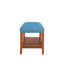 Banc rectangulaire en tissu bleu avec siège en chêne - profondeur de 16 po, largeur de 40 po, siège de style moderne