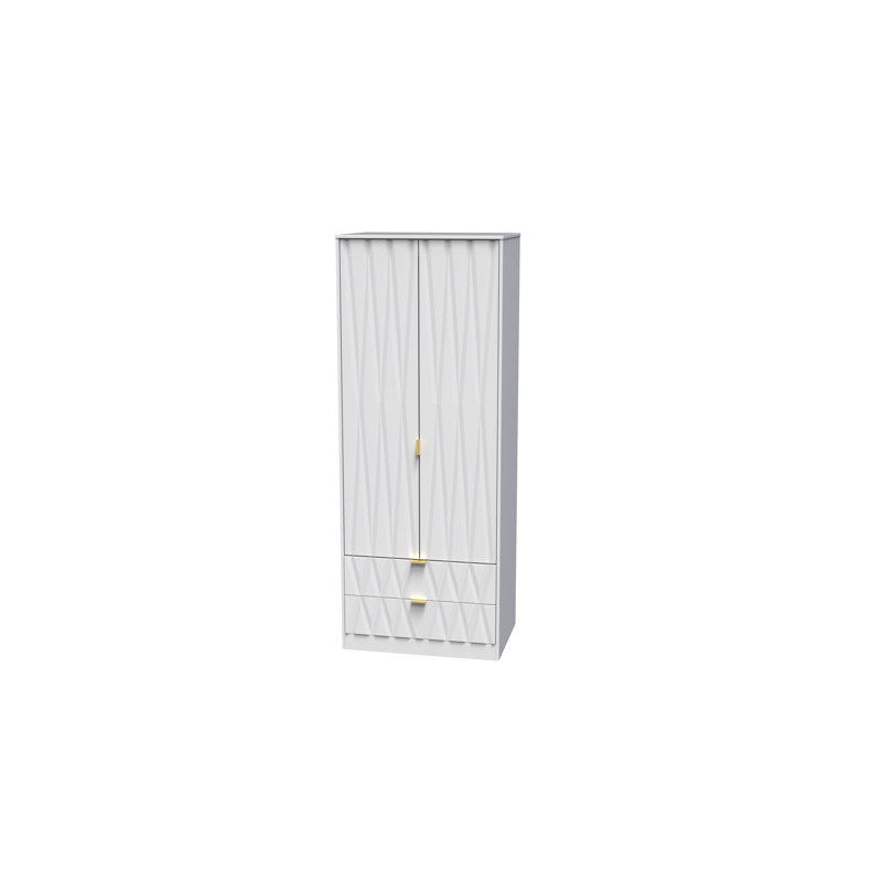 Fully Assembled Efka Diamond Wardrobe, White Matt Veneer