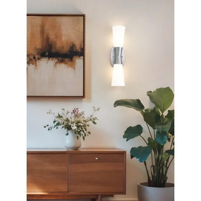 Applique murale 2 lumières en nickel brossé Emrys 18 pouces