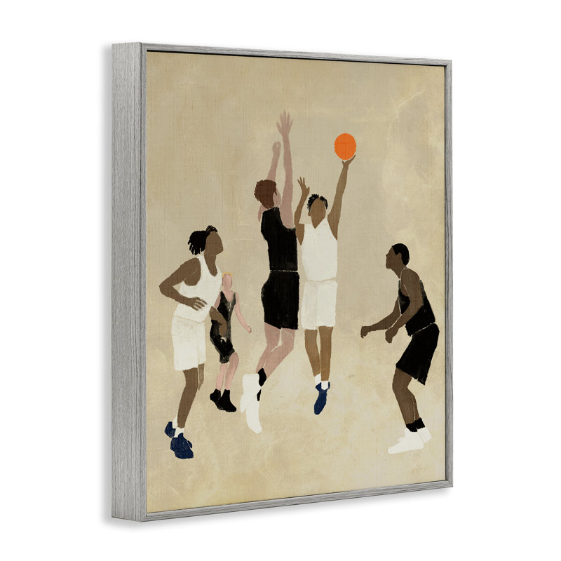 Joueurs avec basketball gris, estampe numérique de Daphne Polselli, Estampe numérique Farmhouse, H 14 po x l 11 po