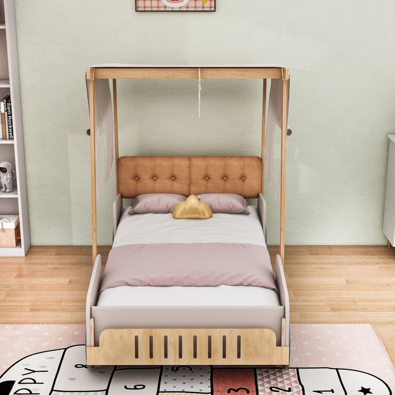 Lit de voiture avec toile de plafond et coussin, Simple