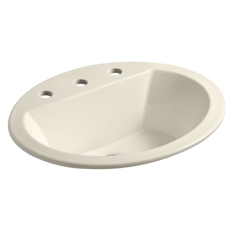 Bryant Vitreous China Oval Drop-In Bathroom Sink with Overflow, Almond