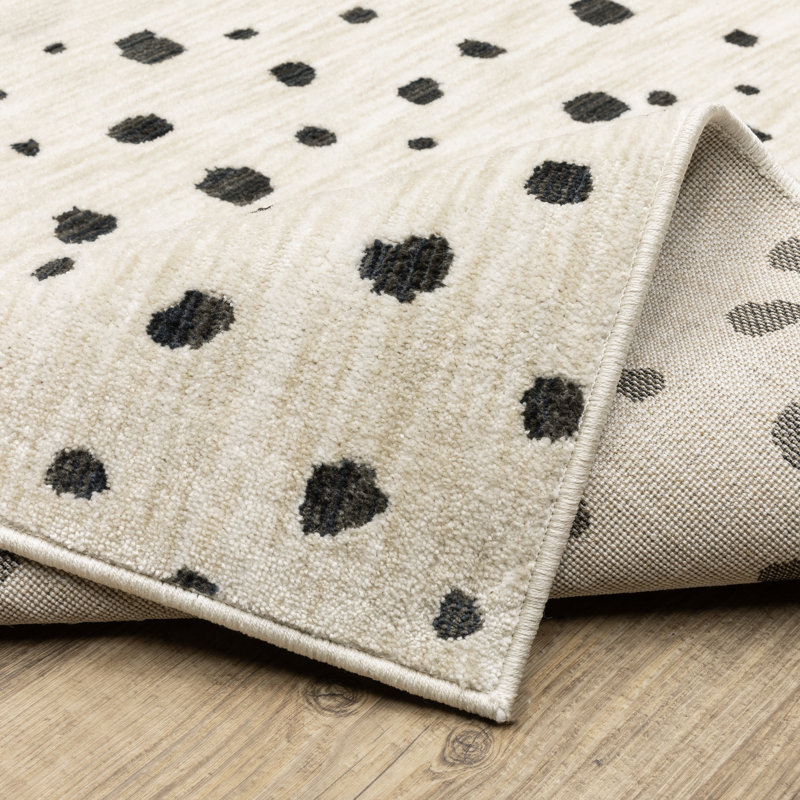 Harlow Abstract Spots Beige/ Black Area Rug, Rectangle 6'7" x 9'6"
