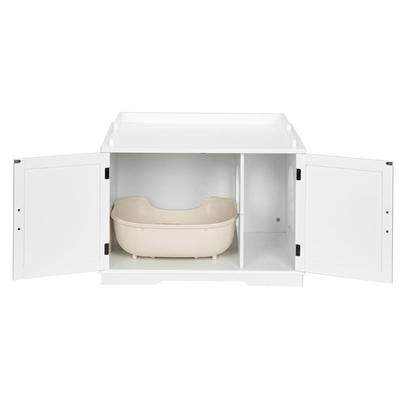 Enceinte de litière en bois Ascensin, Blanc