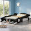 Lit plateforme pour voiture de course pleine grandeur en contreplaqué noir classique pour chambre d'enfant avec rails de sécurité latéraux-129412793