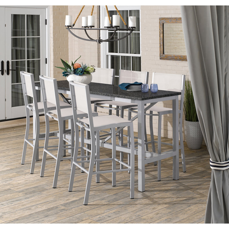 Travira Outdoor Bar Stool, Natural Sling