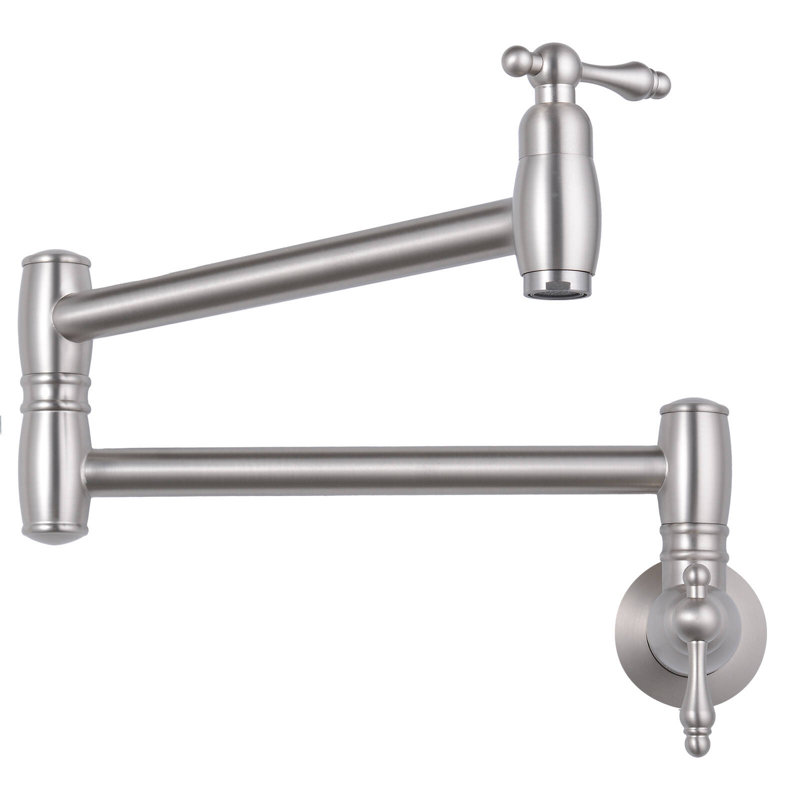 Wall Mount Pot Filler Kitchen Faucet, Single Handle Kitchen Faucets, Brushed Nickel