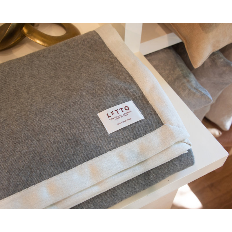Alpina Cashmere Blanket, 86.5" W x 98" L, Gray