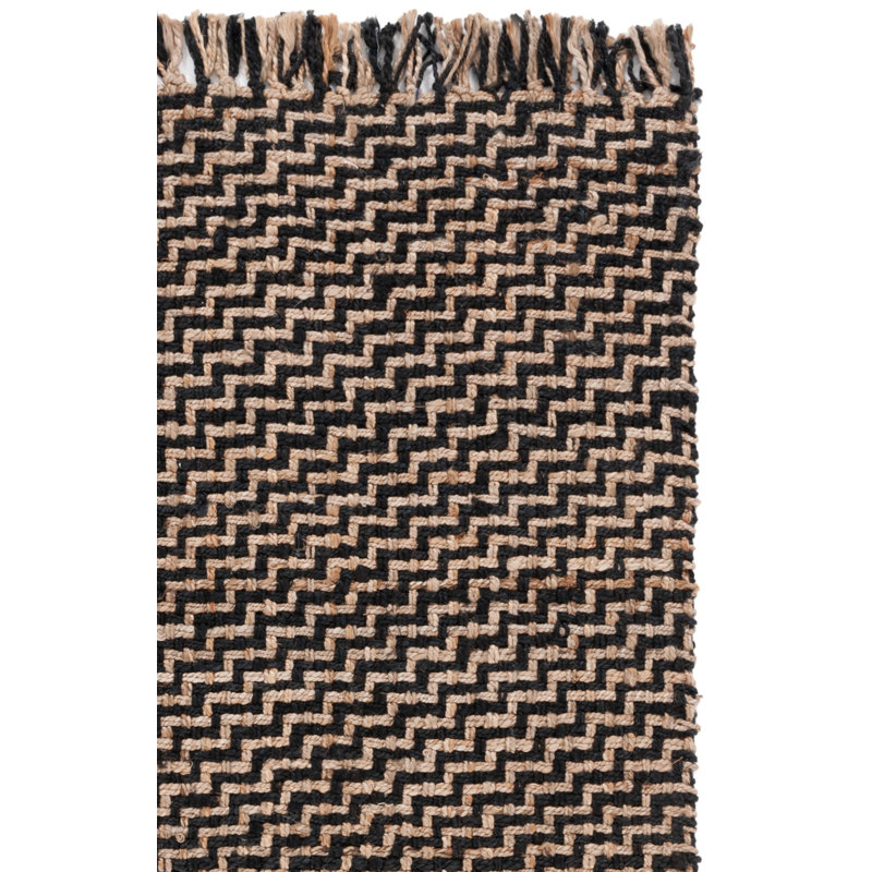 Tapis à motif géométrique en jute tissé à plat Jermyah, Rectangle 4 pi x 6 pi