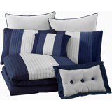Loft 8-Piece Pleated Stripe Microfiber Comforter Set