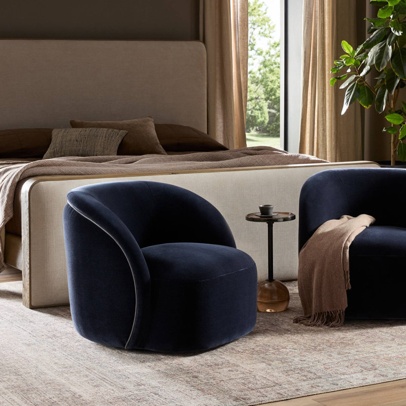 Laurrey Swivel Chair, Monte Navy Rayon/Viscose/Wool