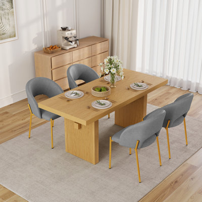 Ensemble de table de salle à manger 5 pièces pour 4 personnes, chaises de style moderne en similicuir à dossier courbé