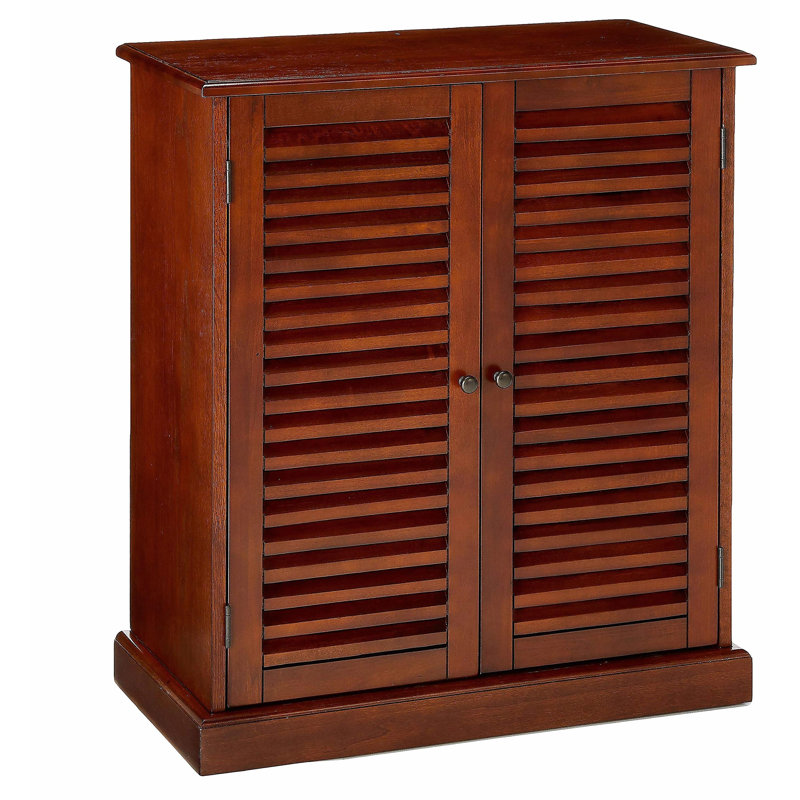 Armoire à chaussures avec tablettes réglables et portes à persiennes, Chêne